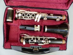 Lark M4001 cased clarinet with composite body and nickel plated keys,