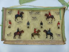 Britains Hunting series model huntsmen and huntswomen on horses and on foot,