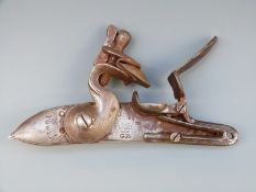 Flintlock hammer action lock stamped Tower and with crown over GR cipher,