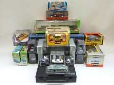 Nineteen diecast model vehicles and toys including Siku, Burago, James Bond,