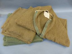 US Army WWII wool sleeping bag together with two wool blankets