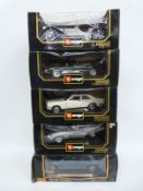Five Burago and Maisto 1:22 and 1:18 scale diecast model English sports cars comprising Special