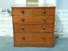 A 19thC mahogany chest of two over three graduated drawers,
