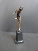 A bronzed Art Deco dancer on original plinth,