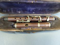 A 19thC rosewood fife with nickel plated keys,