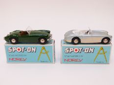 Two Norev Spot-On diecast model cars Austin Healey and MG 'A', both in original boxes.