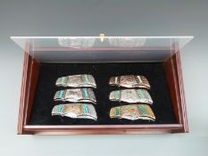 A set of six Franklin Mint pocket knives featuring Navaho Indian heritage by Ben Nighthorse,