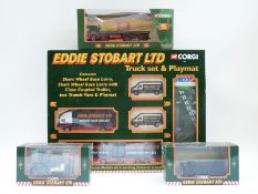Four Corgi Eddie Stobart diecast model lorry sets including Truck Set & Play Mat 60023,
