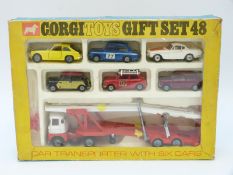 Corgi Toys diecast model Gift Set 48 with Car Transporter and six cars, in original box.