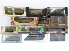 Twelve Hobby Master, Solido and similar diecast model military vehicles including Land Rover,
