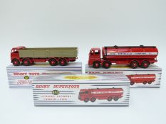 Thee Atlas Editions Dinky Toys diecast model commercial vehicles comprising two Esso Leyland