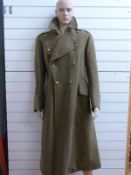 WWII British army Royal Artillery greatcoat with buttons and rank badges,