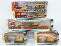 Five Cararama diecast model construction vehicle sets,