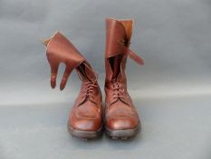 A pair of WWII British /Canadian officer's brown leather field boots