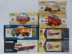 Seven Corgi diecast model commercial vehicles including British Road Services, Shell and BP,