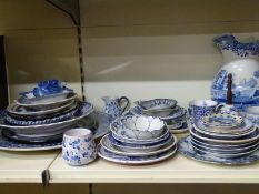 A collection of blue and white ceramics including Spode Blue Italian