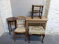 A small scrubbed pine table, occasional table,