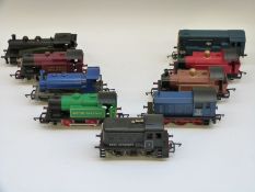 Nine Hornby and Bachmann 00 gauge diesel and tank locomotives including LSWR, Lion Works Colliers,