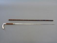 A hallmarked silver, malacca and bamboo swordstick,