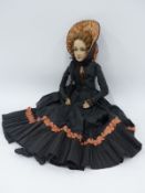 1930s boudoir doll in period costume,