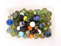 A collection of vintage glass marbles.