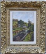 Tom Howell oil on board Chalford Bottom with canal and Red Lion pub, signed lower right 30 x 22.