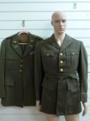 WWII USA Army officer's class A tunic, complete with rank and unit insignia,