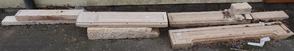 A carved stone fireplace,