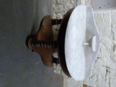A 19thC bow fronted marble topped washstand or side table,