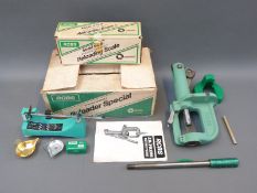 Omark RCBS Reloader special JR cartridge re-loading press and a re-loading scale,