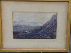 Major Sir Edward Law Durand 19thC watercolour Afghan mountains, horses and riders at rest,