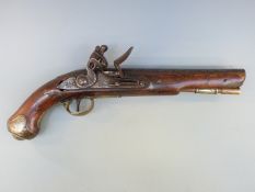 A flintlock hammer action Light Dragoon pistol with brass trigger guard and mounts,