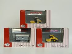 Three NZG 1:87 scale diecast model vehicles comprising two Bomag BW213 rollers 475 and 4752 and