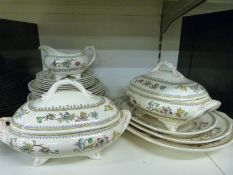 Coalport dinner service in the Flower Pot pattern, six place settings, tureens,