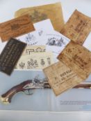 A quantity of reproduction gun labels including G & S Holloway, Charles Lancaster, F Beesley,