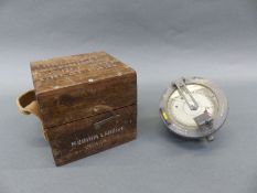 A medium landing compass with military marks 6B/34 in original wooden case