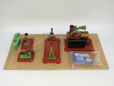 Mamod live steam stationary engine with line shaft, polishing wheel and hammer,