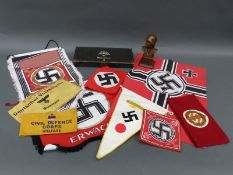A quantity of Nazi German style pennants, armbands etc.