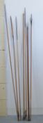 A collection of vintage fishing rods, bank sticks, Mathews split cane,
