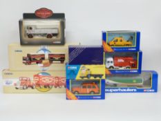 Nine Corgi diecast model commercial vehicles including Road Transport R Edwards & Sons Amusements