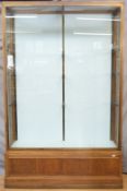 Ex Victoria & Albert Museum mahogany framed glass display cabinet with single front opening