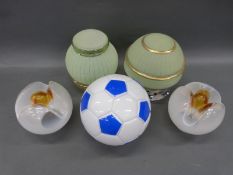 A collection of glass lampshades including retro and one in the form of a football