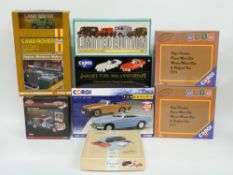 Eight Corgi diecast model car sets including MGB 50th Anniversary Set, Royal Mail Set,