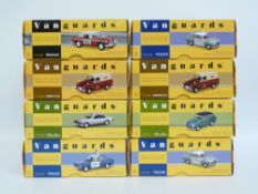 Eight Vanguards diecast model cars and vans including Police, Classics, Commercials etc,