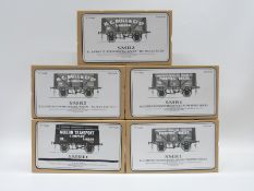 Five Skytrex 0 gauge private owner goods wagons