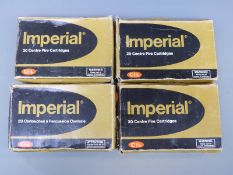 Sixty Imperial 6.5mm rifle cartridges in original boxes together with 20 empty brass cases.