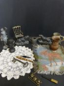 A quantity of metalware including door stops