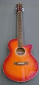 Stagg electric / acoustic guitar model no SW206CE-CS with flame / sunburst body and six steel