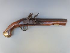 A flintlock hammer action Light Dragoon pistol with crown over GR cypher to lock,