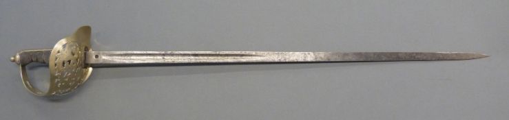 British 1895 pattern Infantry officer's sword with domed pommels, sloping quillon,